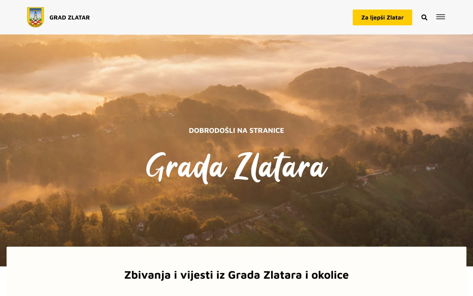 Naslovnica službene stranice Grada Zlatara
