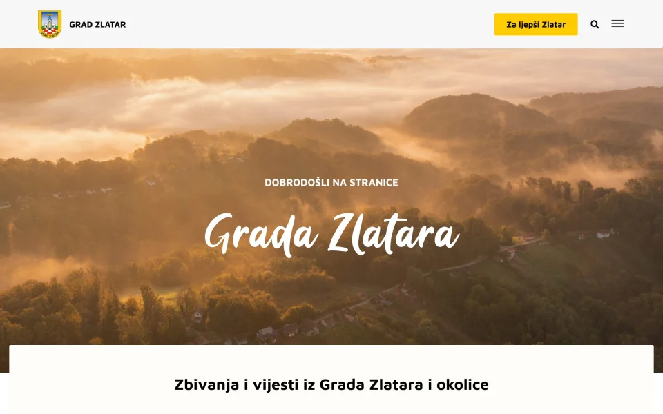 Naslovnica službene stranice Grada Zlatara