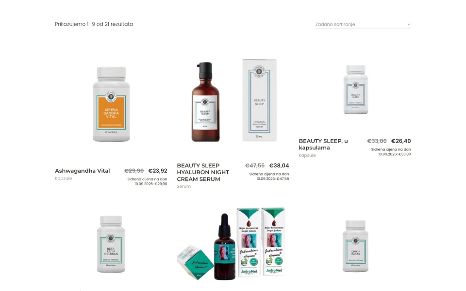Katalog proizvoda web shopa Jadrankina otopina