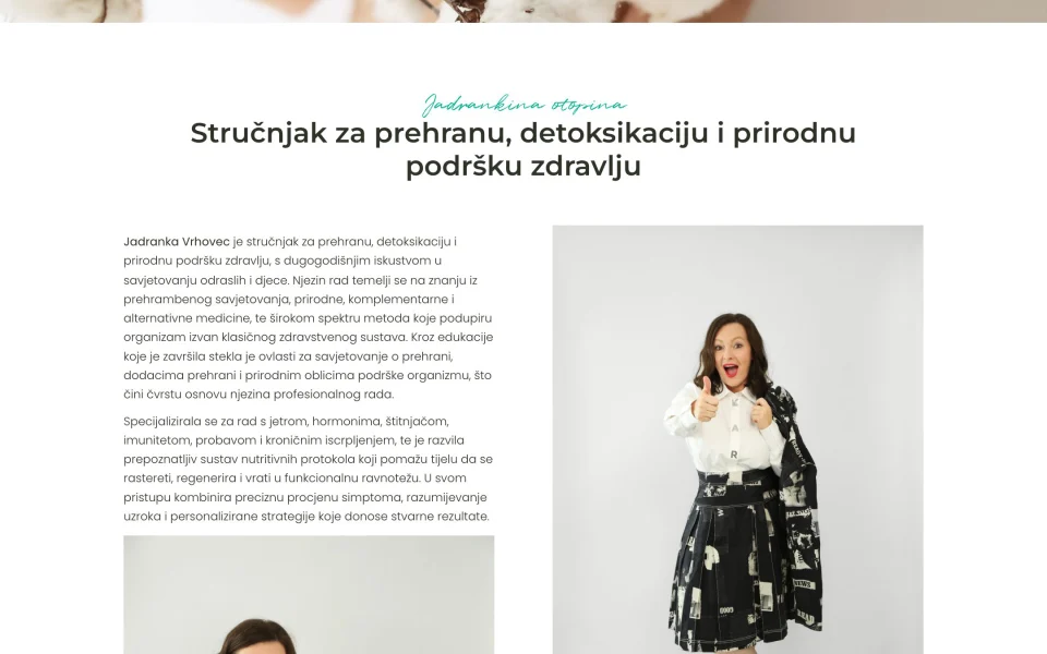 Stranica Tko je Jadranka o osnivačici brenda