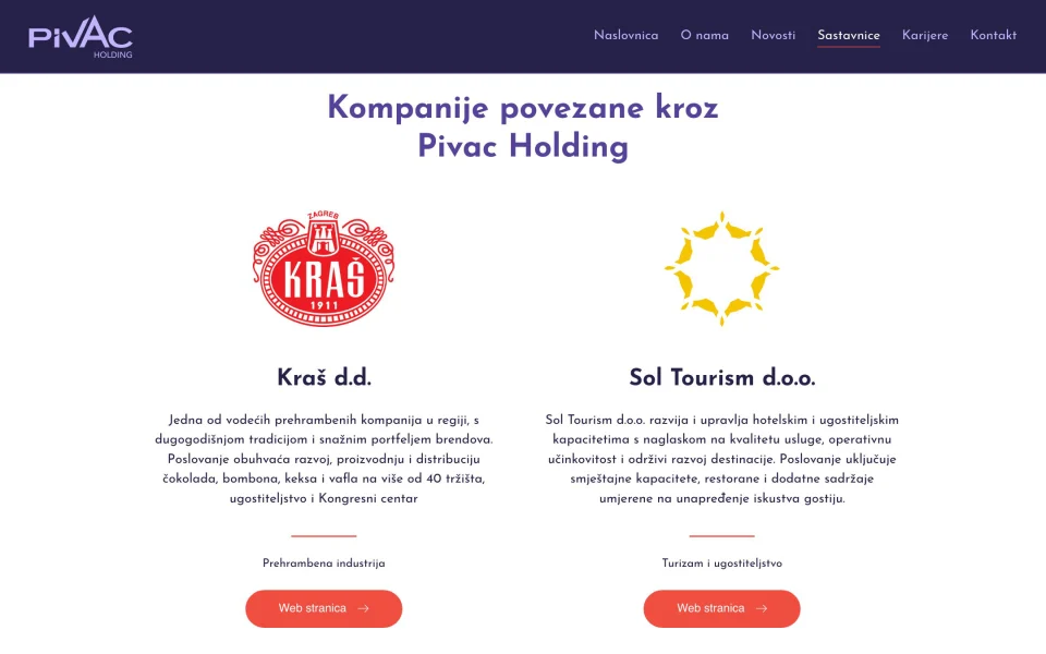 Sastavnice: Kraš i Sol Tourism s djelatnošću i poveznicom na vlastite stranice
