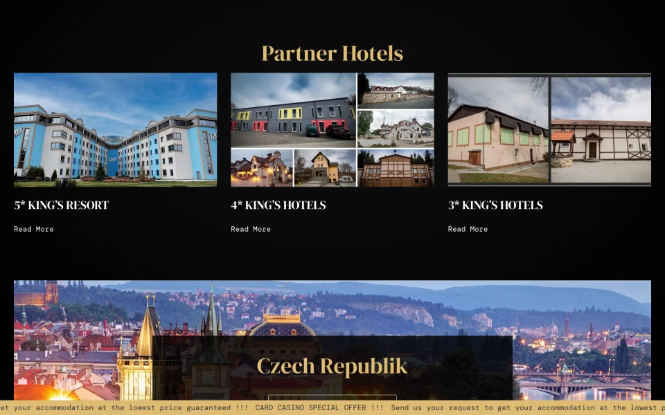 Stranica kasina povezana s partnerskim hotelima i državom