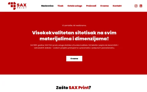 Naslovnica stranice SAX Print
