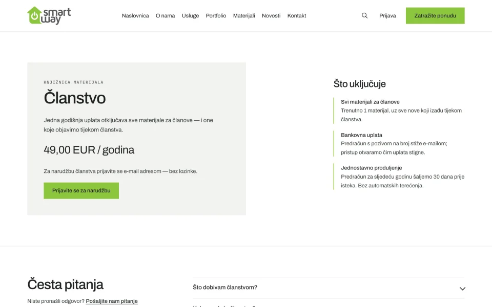 Stranica godišnjeg članstva SmartWay